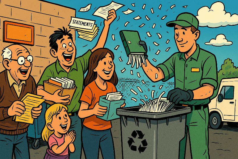 Grafik: Ahlen shreddert zurück: Zwei Stunden Gratis-Datenschutz im XXL-Format