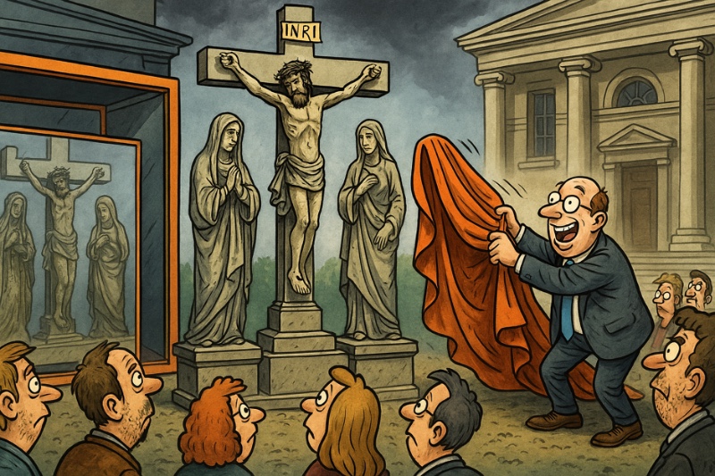 Grafik: Ahlen und die Wiederauferstehung der Steinstatuen