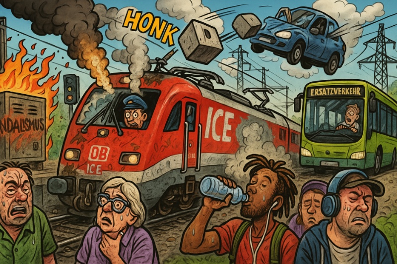 Grafik: Deutsche Bahn – Abenteuer zwischen Vandalismus, Betonpollern und Kreislaufproblemen