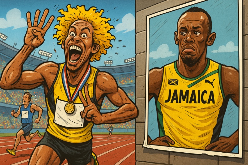 Grafik: Goldlöckchen rennt Bolt vom Poster