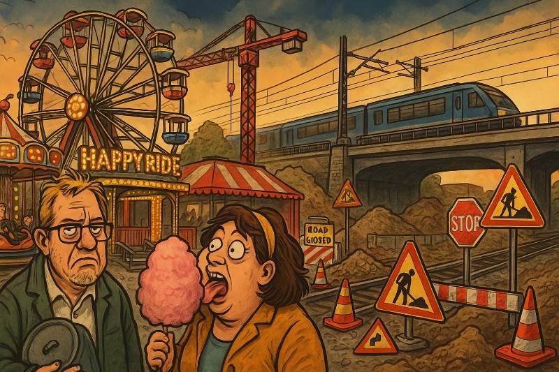 Grafik: Baustelle frisst Kirmesplatz