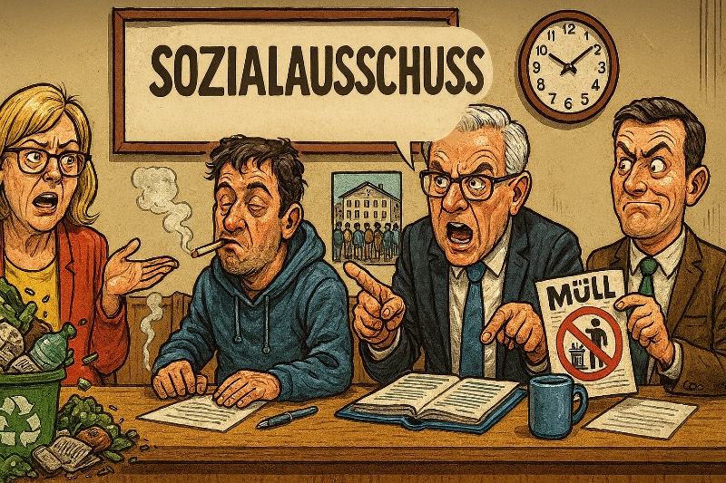 Grafik: Ahlens Ausschuss für Soziales – Wenn Ordnung, Müll und Moral aufeinanderprallen