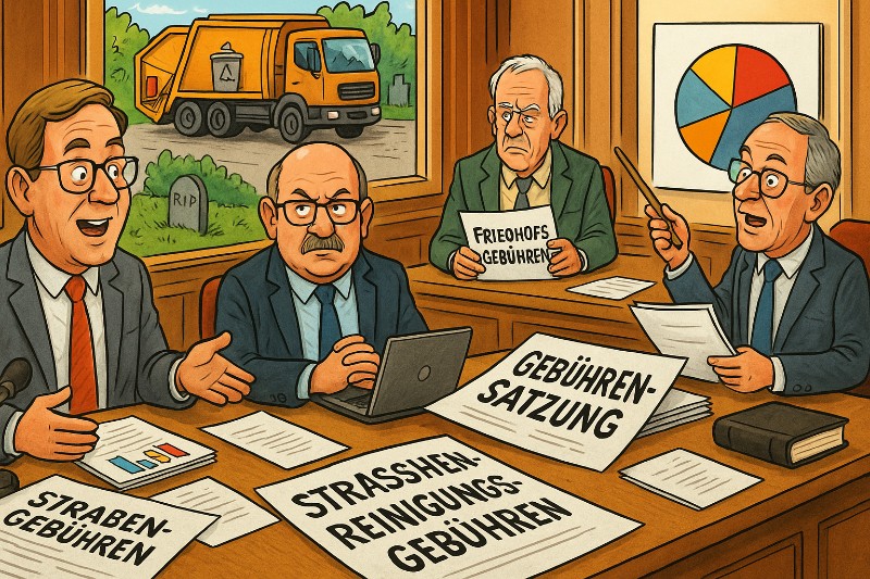 Grafik: Gebühren blühen und Straßen glänzen – der große Herbstreigen im Rathaus