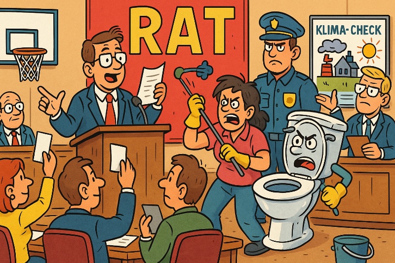 Grafik: Große Ratssitzung in Ahlen – zwischen Freiwurf, Frischluft und feierlichem Fäkalienfokus