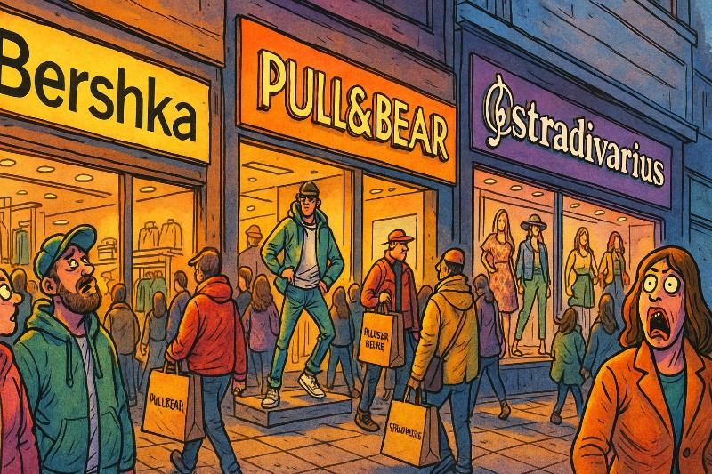 Grafik: Fast Fashion Fiesta in Dortmund – Wenn die Thier-Galerie zum Laufsteg der Globalisierung wird