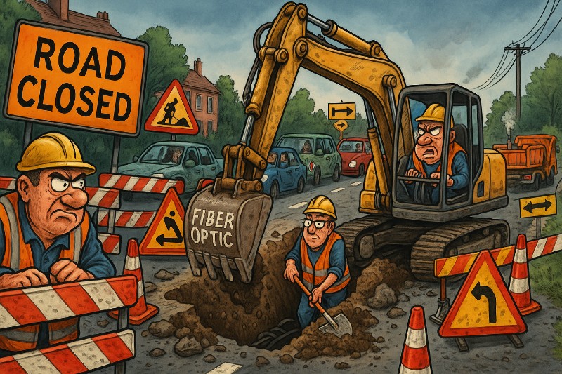 Grafik: Glasfaser, Sperrungen und der ewige Kreisverkehr des Fortschritts