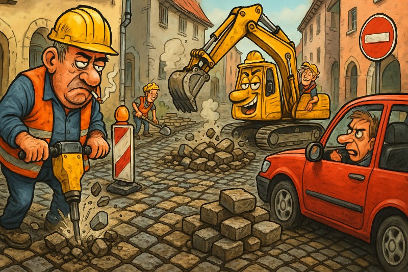 Grafik: Ahlens Steinzeit-Update – Wenn Kopfsteinpflaster zum Muskeltraining wird