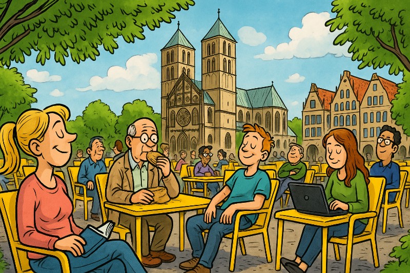 Grafik: Münster macht’s bequem – Die gelbe Revolution auf dem Domplatz!