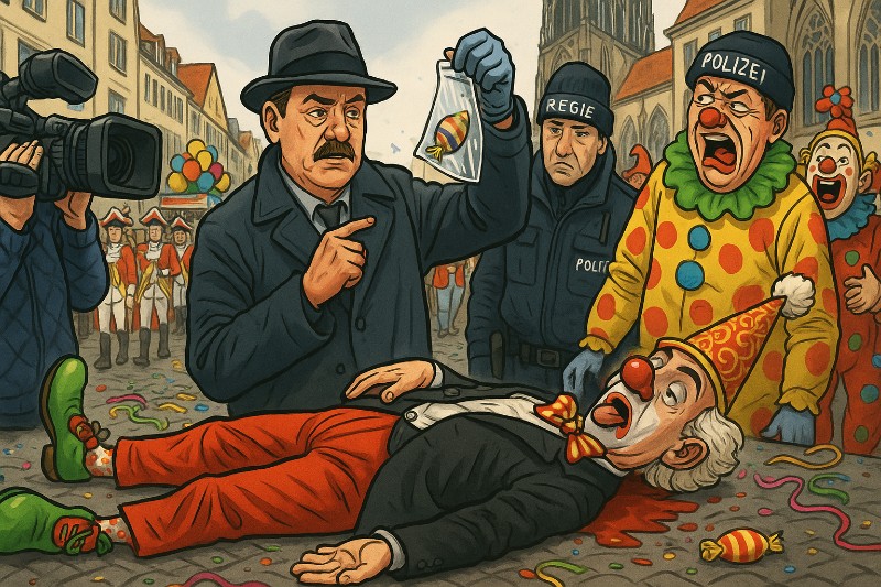 Grafik: Tatort Münster – Kamelle, Kostüme und kriminalistische Konfetti-Katastrophe