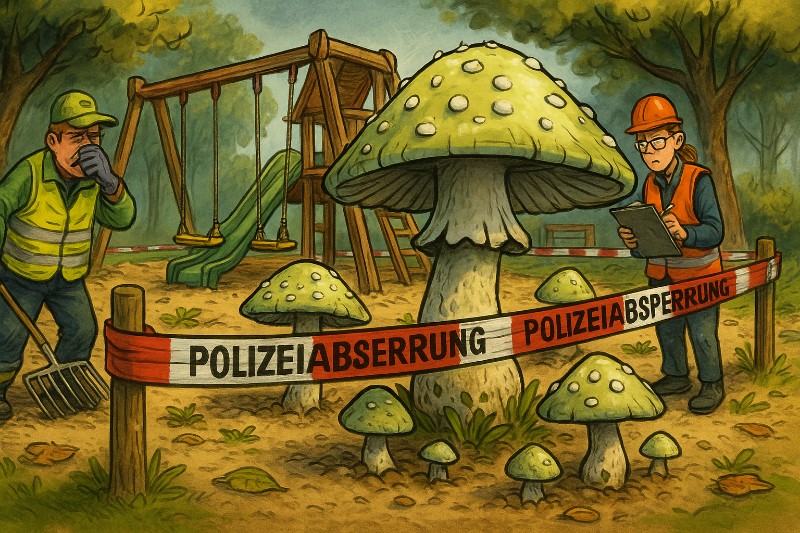 Grafik: Pilz-Alarm im Sandkasten – Münster macht dicht!