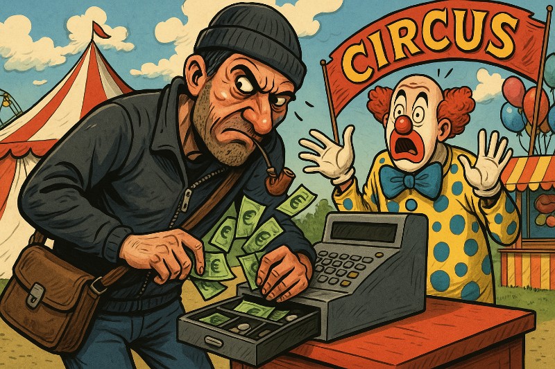 Grafik: Große Gala der kleinen Ganoven – oder: Manege frei für das Bargeld-Ballett von Sassenberg!