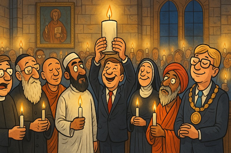 Grafik: Halleluja, Salam & Schalom – Münsters Friedenssaal wird zur spirituellen WG!