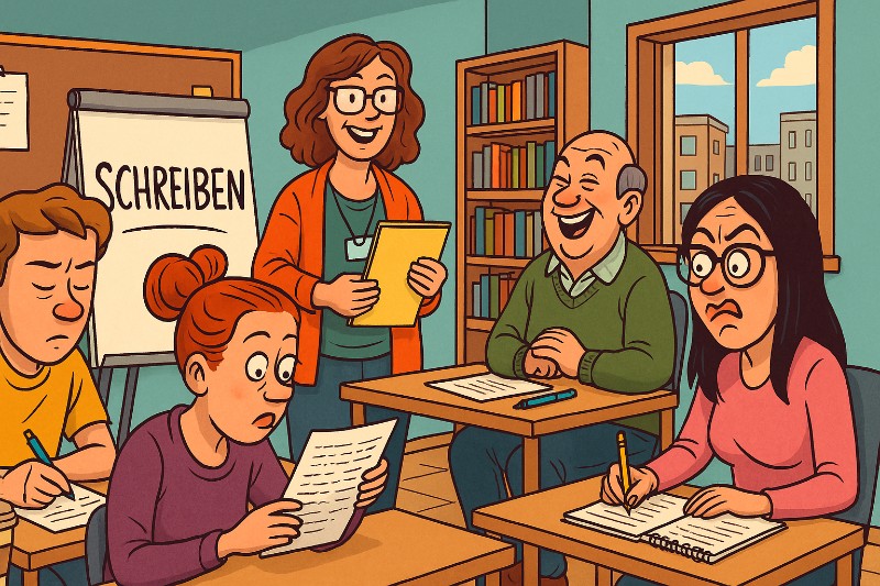 Grafik: Schreib dich frei – Die VHS ruft zum Wörter-Yoga für die Seele!