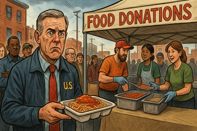 Grafik: Stars & Stripes & Spaghetti – Wenn der Staat dichtmacht und die Kantine rebelliert