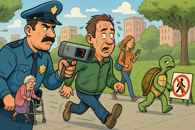 Grafik: EU-Land führt Schrittgeschwindigkeitspflicht für Menschen ein – Jetzt wird gebummelt, bis die Sohle raucht!