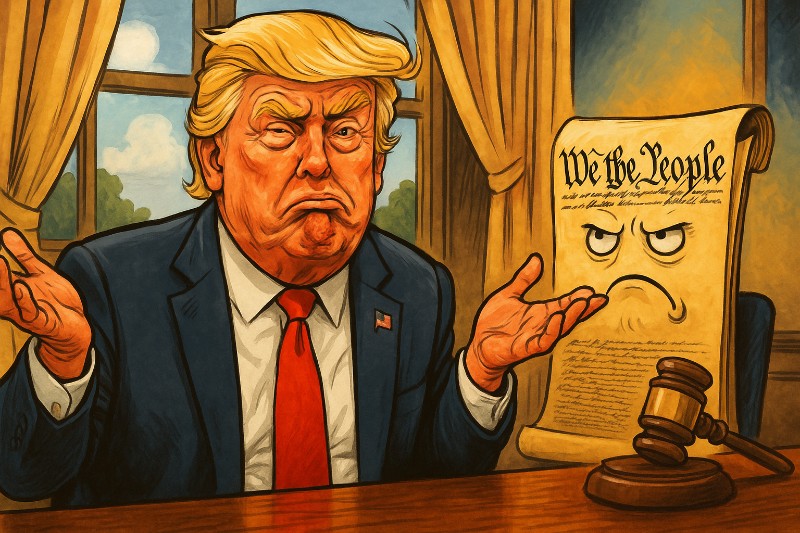 Grafik: „Dritte Amtszeit? Nur wenn die Verfassung ein Update bekommt!“ – Der ewige Trump-Zyklus