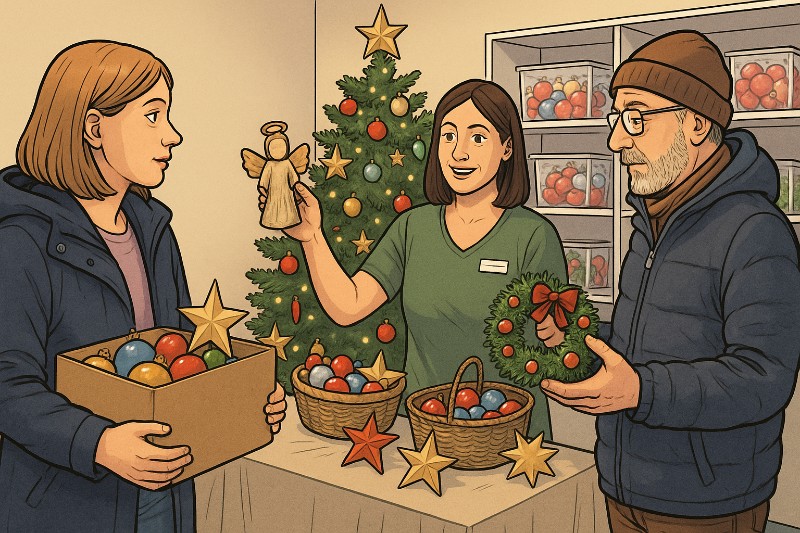 Grafik: Münsters nachhaltige Weihnachtswunderbörse: Deko retten, Glitzer teilen, Müll vermeiden