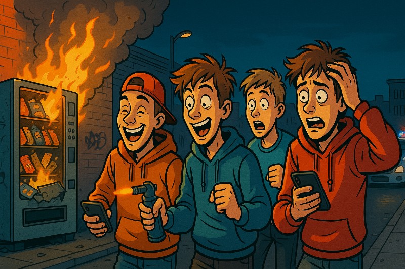 Grafik: Snackautomat gesprengt