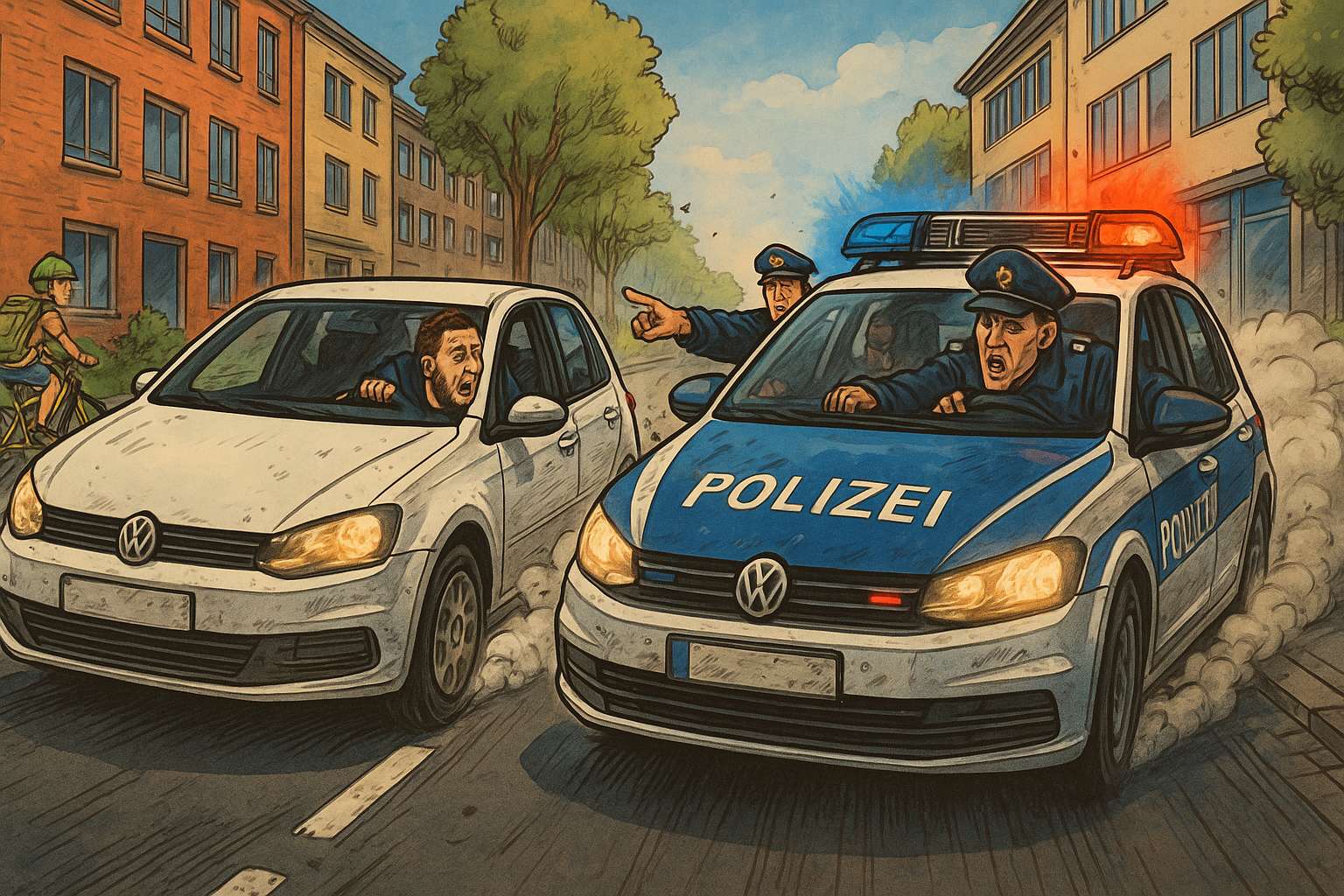 Grafik: Vollgas im Viertel – wenn der Montags-Trip plötzlich zur Mathe-Stunde wird