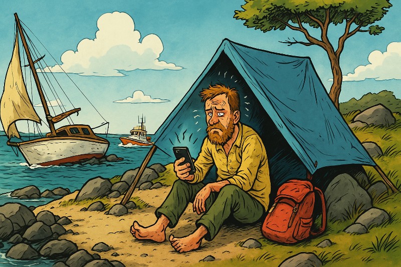 Grafik: Der Robinson vom IJsselmeer – oder: Wie man aus einer Wochenendtour ein Survival-Abenteuer macht