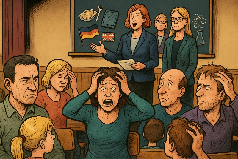 Grafik: Der große Schulwechsel-Wahnsinn: Eltern zwischen iPad-Panik und Mensa-Mythen