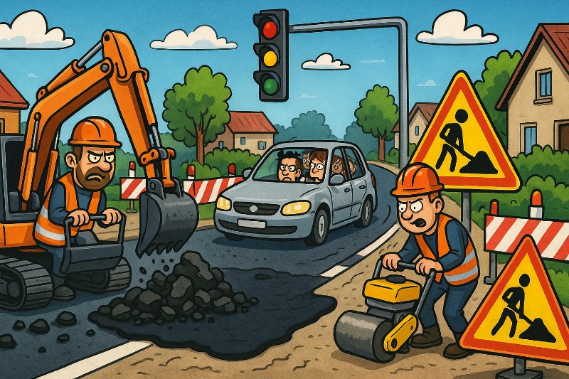 Grafik: Baustellen-Ballett im Hövenerort – Wenn der Asphalt Tango tanzt