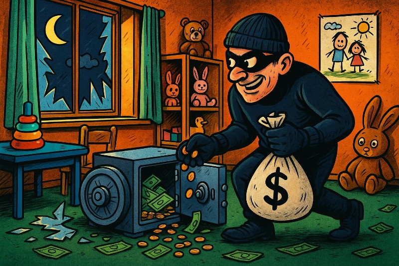 Grafik: Der große Windel-Coup – Wenn Ganoven das Sparschwein der Kita plündern