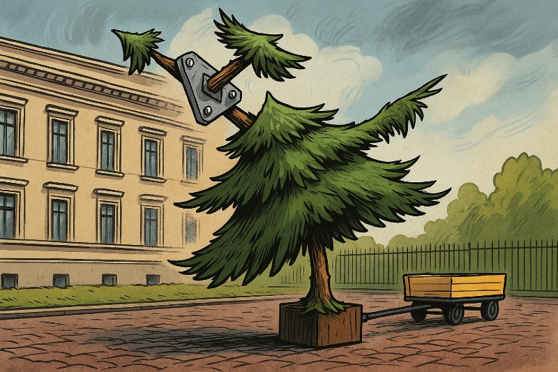 Grafik: Berlin und der kopflose Weihnachtsbaum