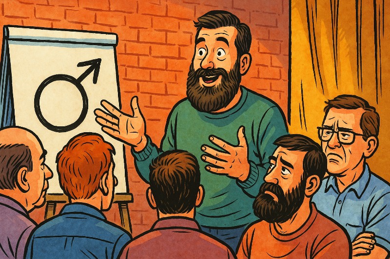 Grafik: Bart ab, Herz an! – Wenn Männer plötzlich Gefühle mit Werkzeug tauschen