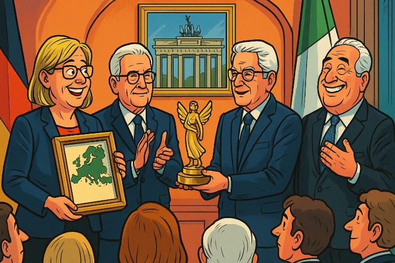 Grafik: Europa serviert PIE: Deutsch-italienische Städtefreundschaft gewinnt Preis – und ein ganzes Jahr Programm