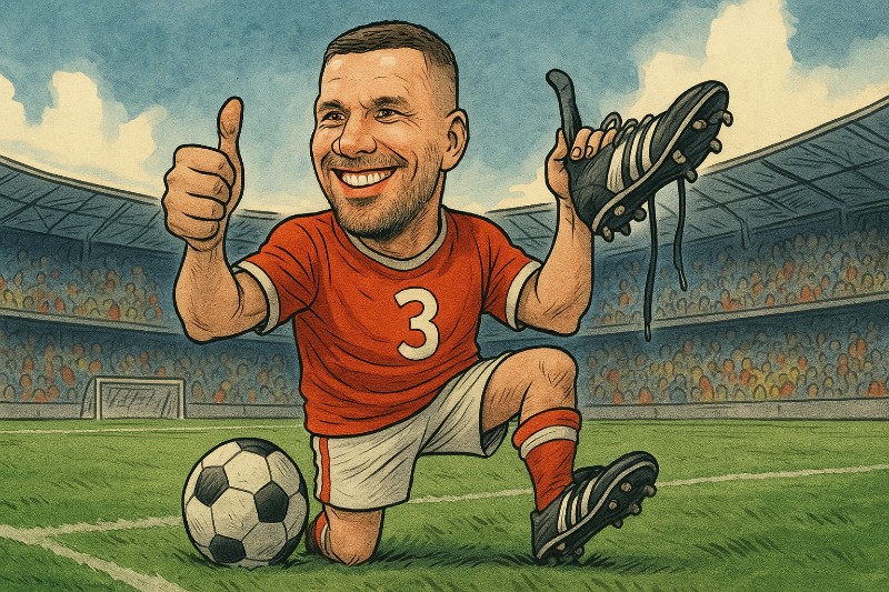 Grafik: Wenn Prinz Poldi abtritt – mit offenen Toren und geschlossenen Schuhbändern!