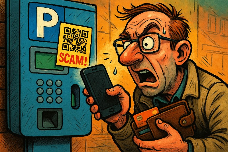 Grafik: Quishing in Dortmund – Wenn der Parkschein plötzlich Hacker mag