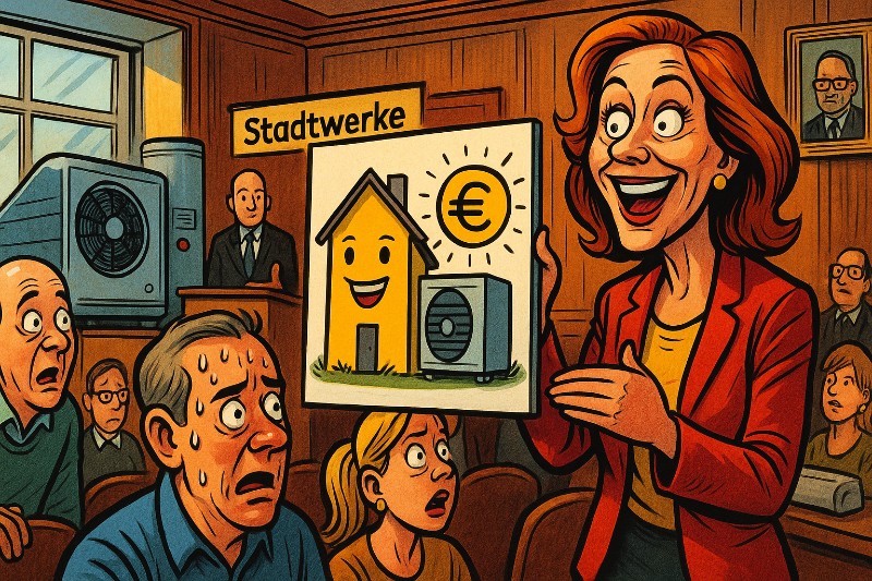 Grafik: Heizungswechsel mit Herzrasen – Der Wärmepumpen-Wahnsinn im Rathaus