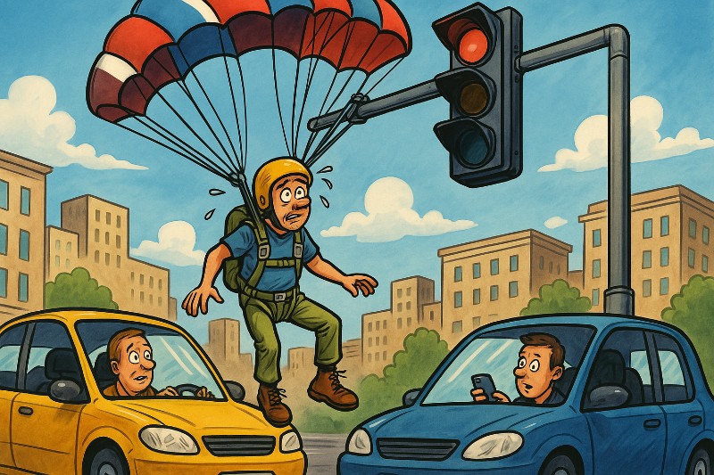 Grafik: Rot aus der Luft: Wenn Fallschirmspringer an der Ampel landen