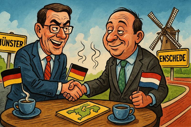 Grafik: Münster und Enschede auf diplomatischer Kaffeefahrt