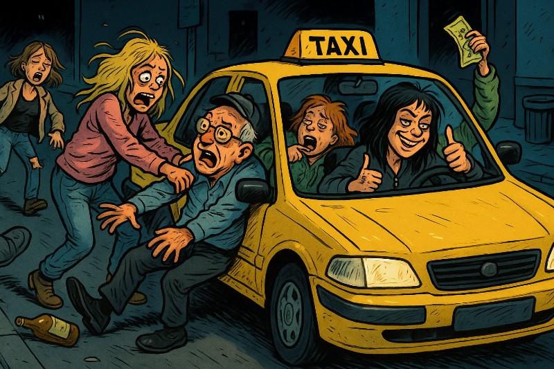 Grafik: Vier Promille-Queens und ein Taxi