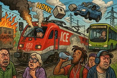 Grafik: Deutsche Bahn – Abenteuer zwischen Vandalismus, Betonpollern und Kreislaufproblemen