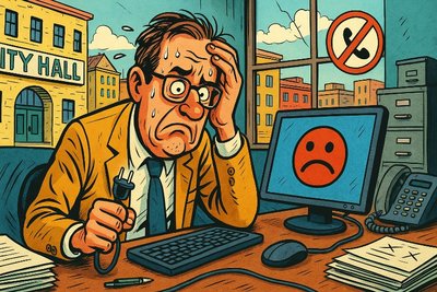 Grafik: Ludwigshafen offline – die Stadt, die zu ihrem eigenen Datenschutz wurde