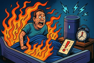 Grafik: Wenn Alexa das Kopfkissen steuert – Die Nacht, in der smarte Matratzen den Aufstand probten