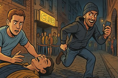 Grafik: Wenn Erste Hilfe zum Krimi wird: Dreister Dieb klaut Handy eines Helfers