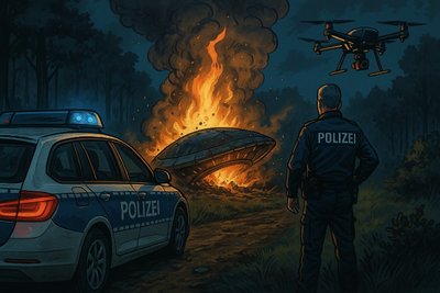 Grafik: UFO-Alarm im Vogtland: Wenn der Himmel blinkt, die Polizei schwitzt und die Hunde ratlos gucken