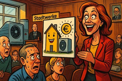 Grafik: Heizungswechsel mit Herzrasen – Der Wärmepumpen-Wahnsinn im Rathaus