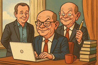 Grafik: Wenn der Kanzler zur Feder greift – Deutschland zwischen Schweigen und Bestsellerträumen