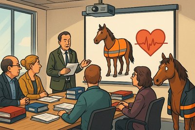 Grafik: Als das Ordnungsamt die Welt rettete – ein Vormittag zwischen Pferdemist und Herzstillstand