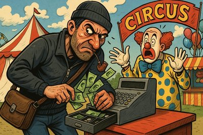 Grafik: Große Gala der kleinen Ganoven – oder: Manege frei für das Bargeld-Ballett von Sassenberg!