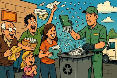 Grafik: Ahlen shreddert zurück: Zwei Stunden Gratis-Datenschutz im XXL-Format