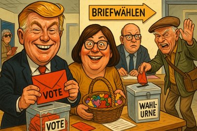 Grafik: Ahlen im Wahlfieber: Briefwahlbüro als Schokoladen-Oase der Demokratie