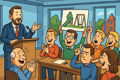 Grafik: Demokratie, Dübel & Dünger – Vorhelm tagt und die Insekten jubeln