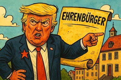 Grafik: Bad Dürkheim will Trump – oder: Wie man den Friedensnobelpreis durch eine Pfälzer Ehrenurkunde ersetzt