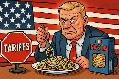 Grafik: America First, Pasta Second – Die Spaghetti-Krise im Land der Mikrowellenkultur!